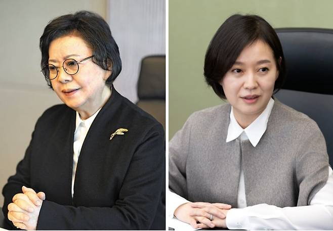 한미사이언스 송영숙 회장(왼쪽)과 장녀인 임주현 사장/ 조선DB