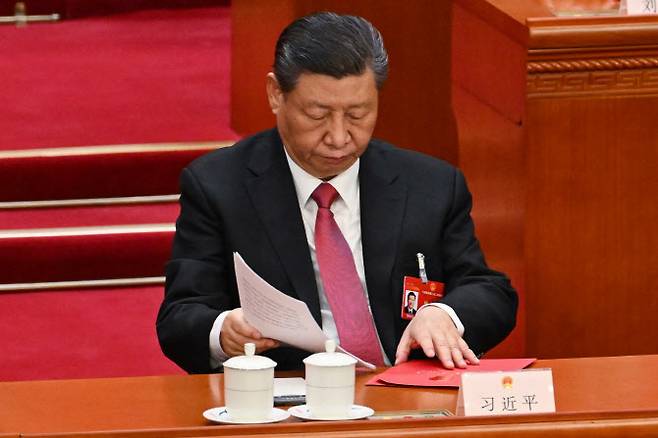 시진핑 중국 국가주석이 지난 11일 베이징 인민대회당에서 열린 양회 폐막행사에 참석하고 있다. (사진=AFP)