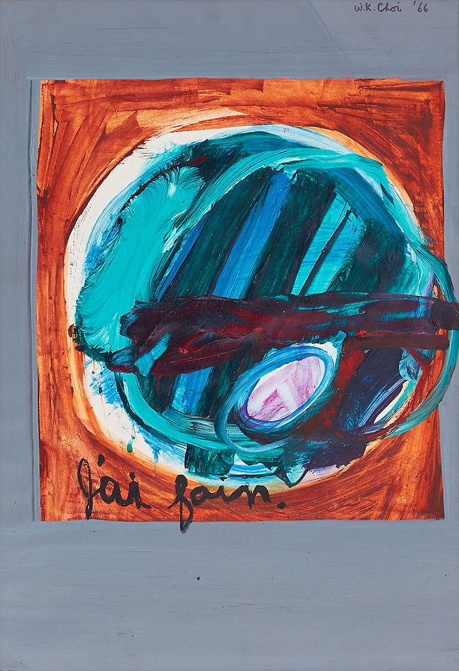 최욱경 (1940-1985)〈J’ai Fain〉1966Acrylic on paper 57 x 39 cmCourtesy of the artist’s estate and Kukje Gallery사진: Keith Park 이미지 제공: 국제갤러리 *재판매 및 DB 금지