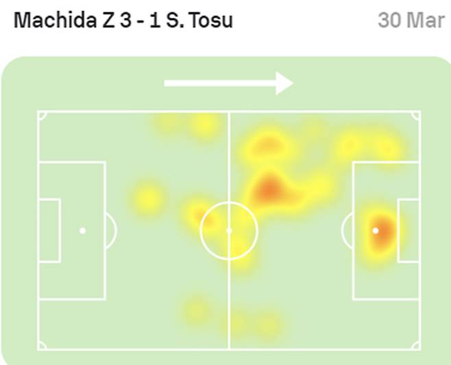 ◇오세훈 사간 도스전 히트맵. 출처=소파 스코어