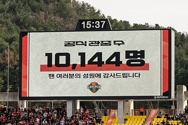 [서울=뉴시스] 프로축구 K리그1 강원FC의 홈 구장 입장 관중 수. (사진=강원FC 제공) *재판매 및 DB 금지