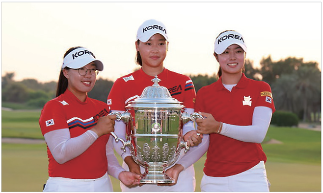 2023년 세계 팀선수권을 우승한 이효송(왼쪽부터), 김민솔, 서교원. 사진 대한골프협회