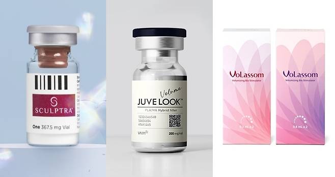 (왼쪽부터)스컬트라, 쥬베룩, 볼라썸./사진=갈더마, 바임, 디엔씨 제공​