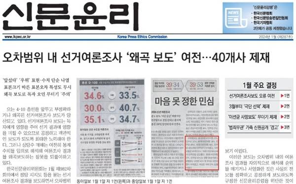 ▲신문윤리위원회가 발간한 신문윤리 1월호.