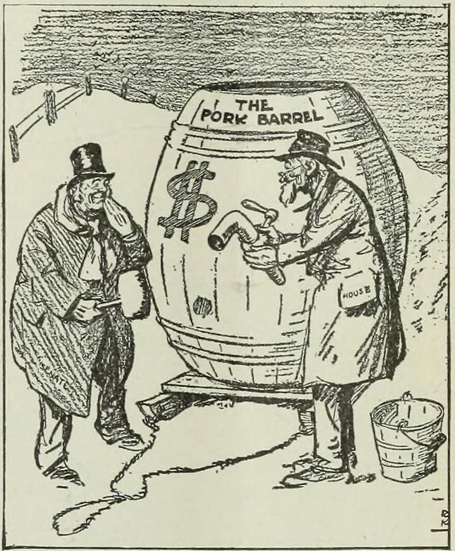 1917년 미국 신문 뉴욕월드에 실린 포크배럴식 정치 행태를 그린 삽화 [위키피디아]