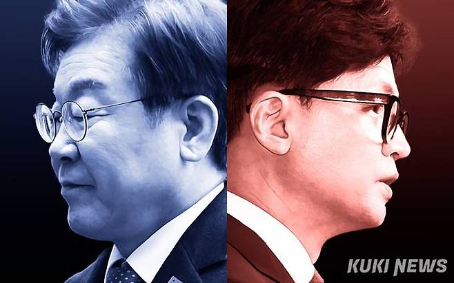 이재명 더불어민주당 대표(왼쪽)와 한동훈 국민의힘 비상대책위원장. 그래픽=이승렬 디자이너