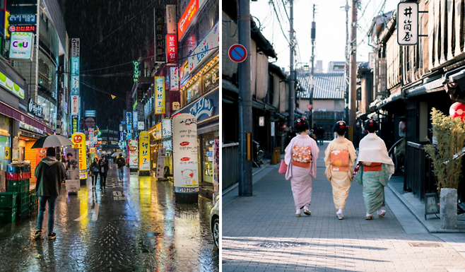 (좌) 한국 (우) 일본 / 사진=pexels