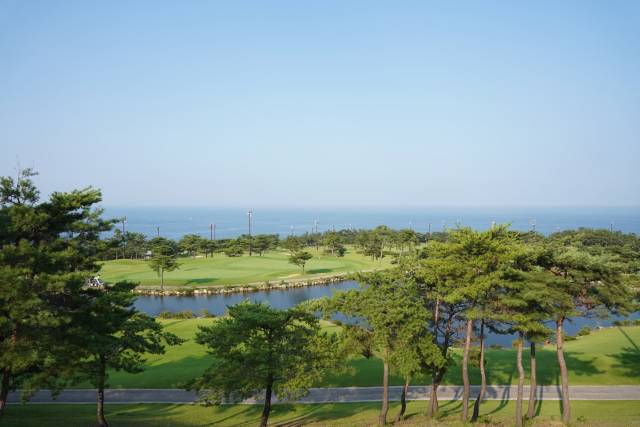 전 홀에서 바다를 볼 수 있는 골프존카운티 감포CC.