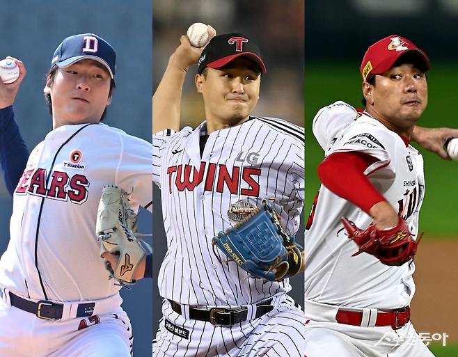 두산 곽빈, LG 최원태, SSG 김광현(왼쪽부터). 스포츠동아DB