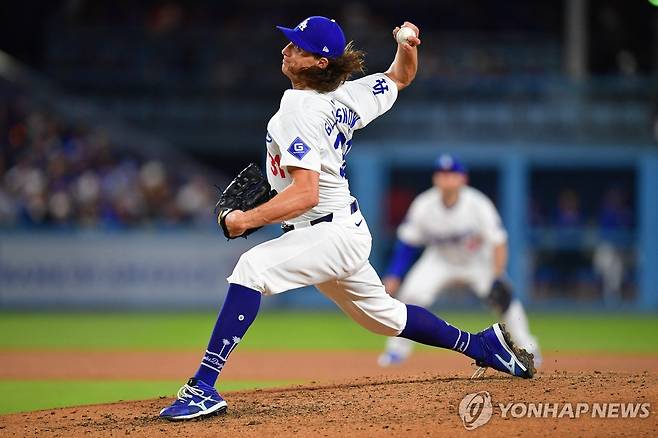 다저스 에이스 타일러 글래스노우의 투구 [USA TODAY=연합뉴스]