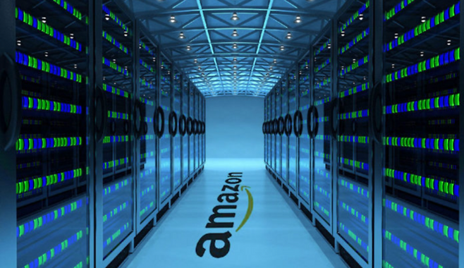 아마존웹서비스의 데이터센터 내부 전경.