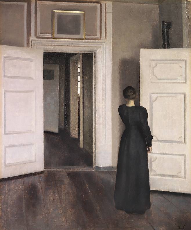 빌헬름 하메르스회, 'Interior with the artist's wife Ida in their home at Strandgade 30'