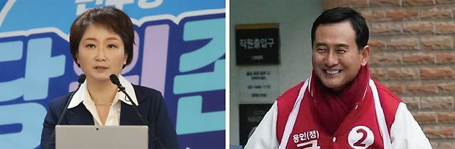 이언주 더불어민주당 후보(왼쪽)와 강철호 국민의힘 후보. [뉴스1, 페이스북]
