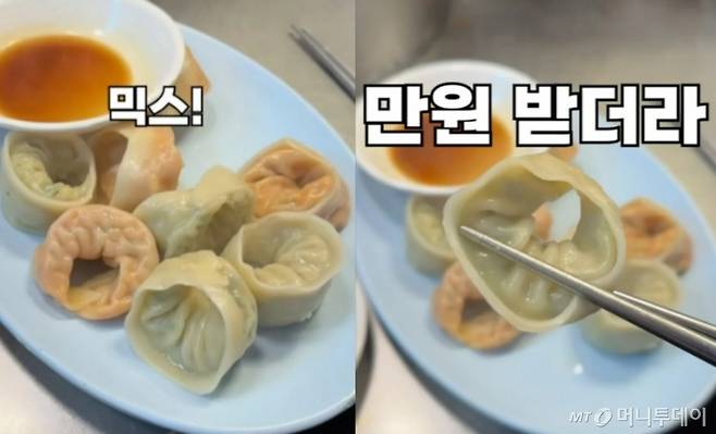 지난달 10일 한 유튜버는 외국인 친구와 광장시장을 찾았다가 '신종 사기'를 당했다는 내용의 영상을 게재했다. 유튜버 일행은 5000원어치 고기만두 1인분을 주문했으나 상인은 "믹스!"라고 외치더니 고기만두와 김치만두를 섞어 1만원어치 음식을 내놨다. 해당 유튜버는 "외국인을 상대로 한 신종 사기로 외국인들이 엄청 당하고 있다"고 주장했다./사진=유튜브 '맛집남자' 채널