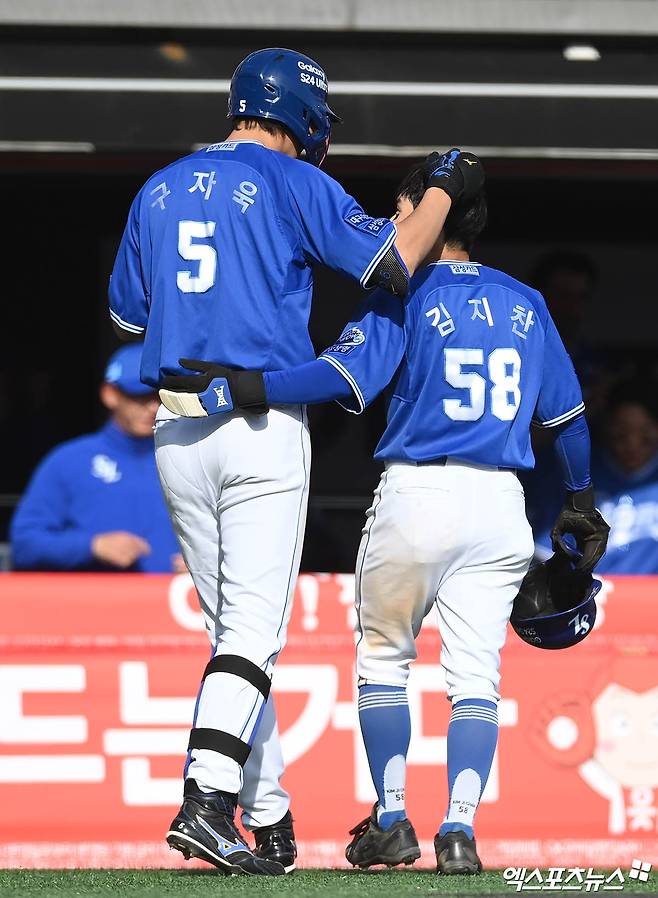 김지찬은 9일 사직구장에서 열린 '2024 신한 SOL Bank KBO 리그' 롯데 자이언츠와 주중 3차전 첫 경기에서 6회초 대타로 나서 3점 홈런으로 결승포, 9회초 1타점 적시타로 쐐기타를 만들며 팀 승리에 힘을 보탰다. 엑스포츠뉴스 DB