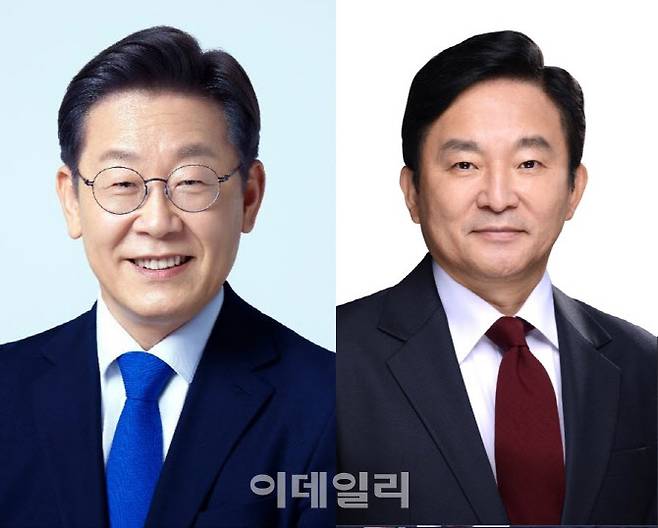 인천 계양을에 출마한 이재명(왼쪽) 더불어민주당 후보와 원희룡(오른쪽) 국민의힘 후보. (사진=중앙선거관리위원회)