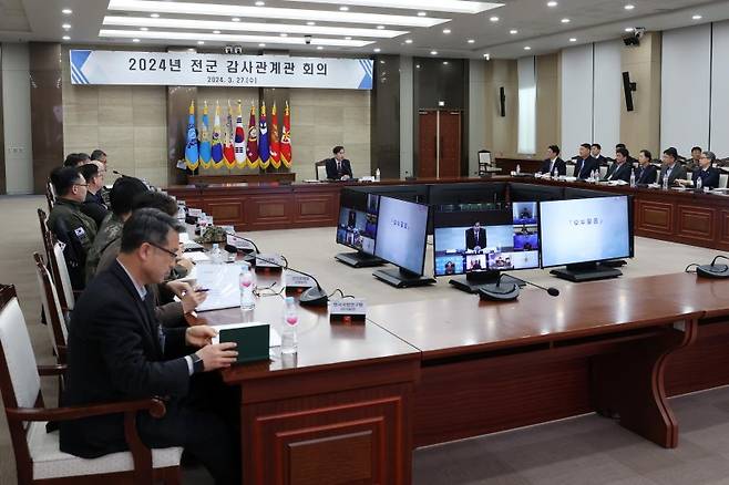 김선호 국방부 차관이 27일 서울 용산구 국방부에서 열린 '2024년 전군 감사관계관 회의에서 모두발언을 하고 있다. 사진=국방부 제공