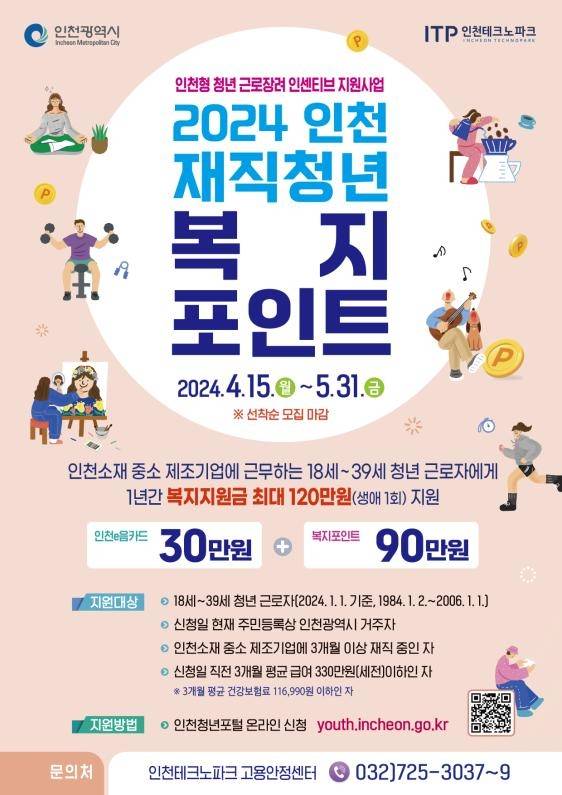 인천 재직청년 복지 포인트 지원 안내문. 인천시 제공