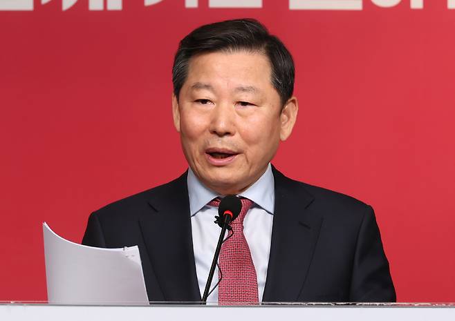 이철규 국민의힘 의원이 지난달 20일 서울 여의도 중앙당사에서 현안 관련해 브리핑하고 있다. [연합]