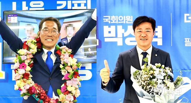 김주영〈왼쪽〉·박상혁 당선인〈선거사무소 제공〉