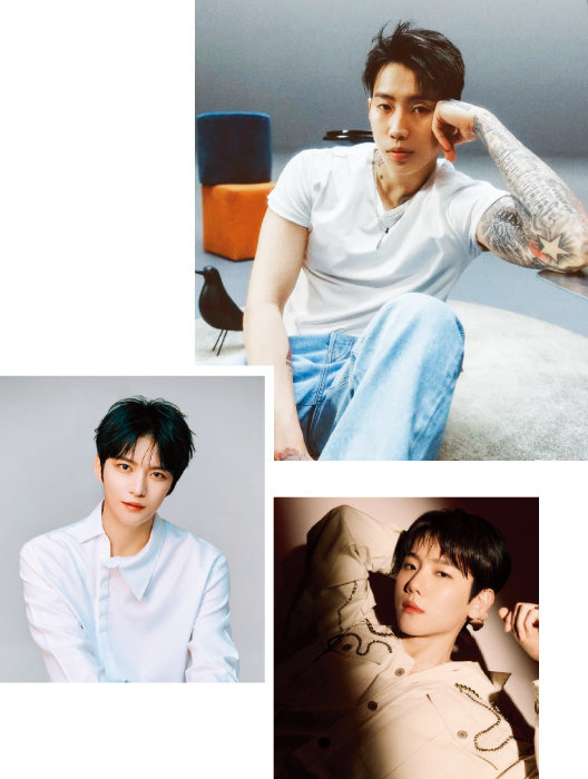 박재범, 김재중, 백현 (위부터).