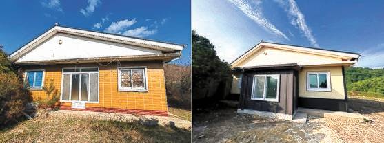 전남 강진군 병영면 한 빈집(왼쪽)이 군 리모델링 지원 사업으로 새단장한 모습(오른쪽). [사진 강진군]