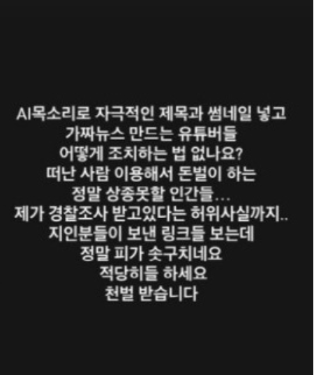 가수 김그림이 故박보람의 가짜뉴스에 분노했다.사진=김그림 SNS