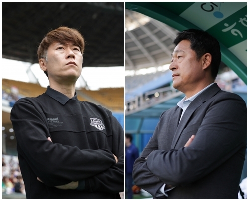 김은중(왼쪽) 감독과 이민성 감독. 제공 | 한국프로축구연맹