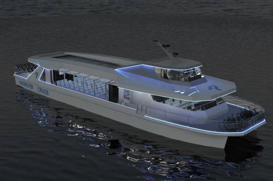 A rendering of a river bus provided by the Seoul city government on Sunday. The transportation system is set to kick off in October. [SEOUL METROPOLITAN GOVERNMENT]