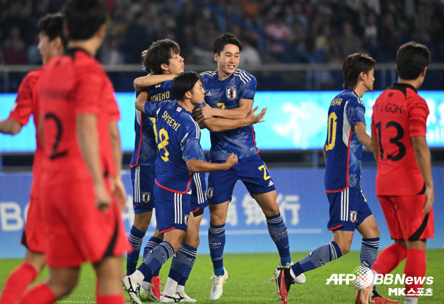 우치노 코타로는 항저우 아시안게임 결승전 한국과의 대결에서 선제골을 터뜨렸던 스트라이커다. 사진=AFPBBNews=News1