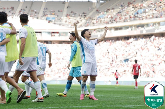 13일 서울전에서 골을 넣은 정재희. /사진=한국프로축구연맹 제공