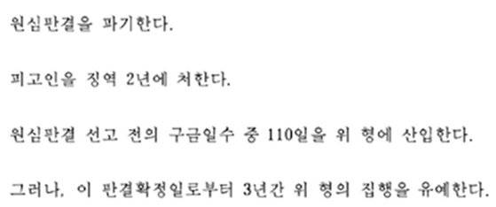 유튜버 김원이 공개한 조형기의 파기환송심 판결문. 유튜브 캡처