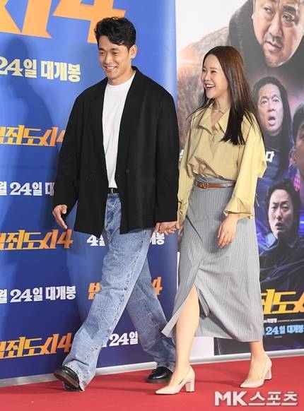 정석원 백지영 부부가 ‘범죄도시’ VIP 시사회에 참석했다.사진=천정환 기자