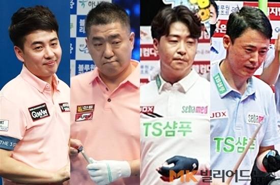 프로당구 선수 승강전인 ‘2024 PBA 큐스쿨’이 17일부터 개막한다. 사진은 큐스쿨 1라운드에 출전하는 (왼쪽부터)김기혁 황지원 김남수 문성원. (사진= MK빌리어드뉴스 DB)