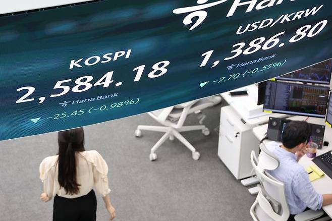 17일 오후 서울 중구 하나은행 본점 딜링룸 모습. ⓒ연합뉴스