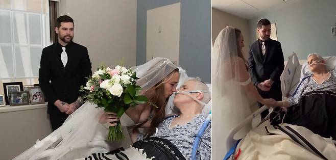 스튜어트가 병원에 입원해 결혼식에 참석하지 못하자, 엘리자베스와 그의 남편 데빈은 병원에 양해를 구하고 병원에서 결혼식을 진행하기로 했다./사진=엘리자베스 린드 SNS