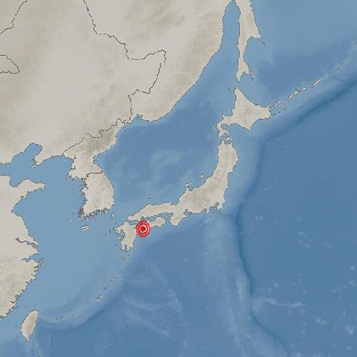 ▲ 17일 오후 11시 14분쯤 규슈 오이타현 시코쿠 에히메현 사이 분고스이도에서 규모 6.6의 지진이 발생했다. [기상청 제공]