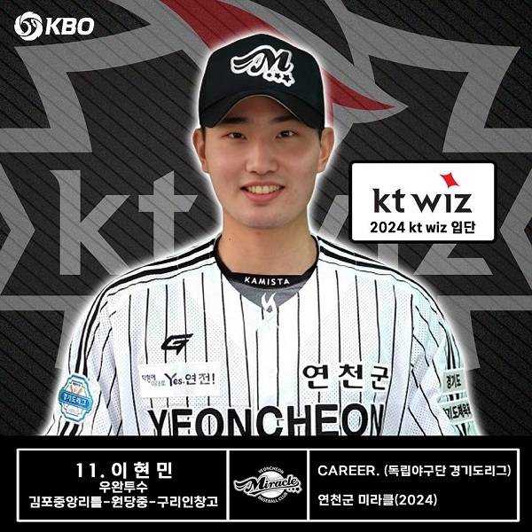 이현민 / 사진=연천 미라클 SNS 캡쳐