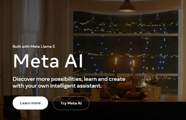 메타는 자사 소셜미디어 서비스 페이스북과 인스타그램, 왓츠앱에서 메타 AI 서비스를 시작했다. (사진=메타 홈페이지 캡처)