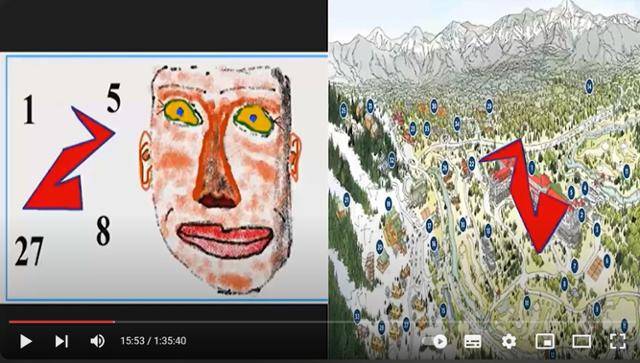 마우라 머레이 실종 8년 후 유튜브에 업로드된 동영상의 한 장면. '112dirtbag' 계정 사용자가 올린 이 영상은 '머레이가 암매장된 곳을 암시하는 그림'이라는 추측을 낳았으나, 정신질환자가 올린 의미 없는 것으로 판명 났다. 마우라 머레이 실종 사건을 다루는 미국의 'mindshock' 계정 사용자가 각종 정보를 사후 편집해 올린 동영상에서 캡처한 것이다. 유튜브 캡처