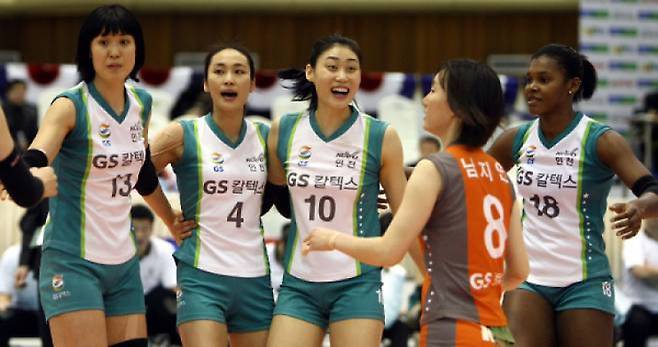 GS칼텍스 시절 왼쪽부터 정대영, 이숙자, 배유나, 남지연. 사진=KOVO