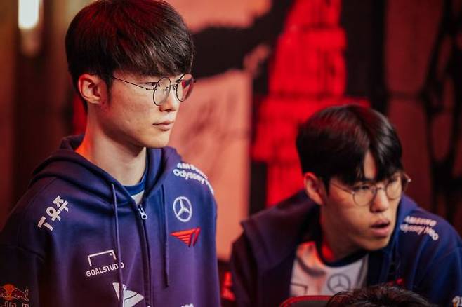 2023 MSI에 출전한 ‘페이커’ 이상혁(왼쪽). 라이엇 게임즈