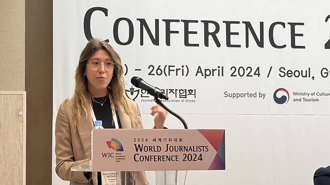 엘레나 산체스 니콜라스 기자. 유럽기자연합의 벨기에 지부 회장을 맡고 있기도 하다. /사진=한국기자협회