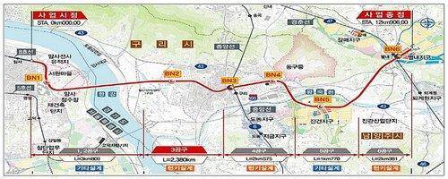 별내선 광역철도 노선도 [구리시 제공. 재판매 및 DB 금지]