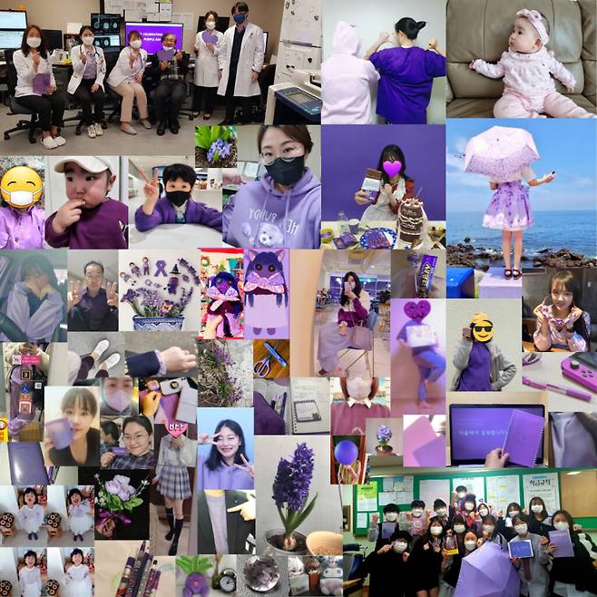 매년 3월 26일 퍼플데이 기념 캠페인 모습. 퍼플데이엔 전 세계 뇌전증에 대한 인식을 개선하고 환자들과의 유대를 강화하기 위해 보라색 옷을 입는 캠페인을 진행한다. [사진=한국뇌전증협회]