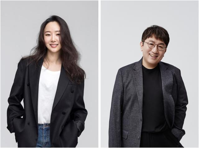 민희진(왼쪽사진) 어도어 대표와 방시혁 하이브 의장. 어도어·하이브 제공