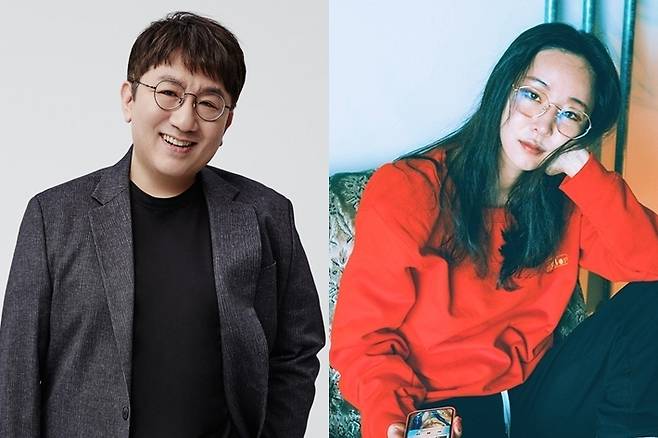 왼쪽부터 방시혁 하이브 의장, 민희진 어도어 대표. 하이브 제공