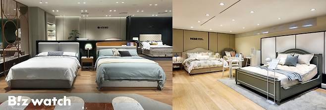 에이스침대 매장(왼쪽), 시몬스침대 매장 / 사진=각 사