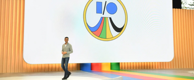 순다르 피차이 구글 CEO가 지난해 5월 개최된 구글 개발자 컨퍼런스 'I/O 2023'에서 발표를 하고 있다. 구글 제공