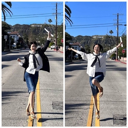 배우 박하선이 미국 로스앤젤레스 방문의 추억을 담은 사진과 함께 따뜻한 인사를 전했다.  사진=박하선 SNS